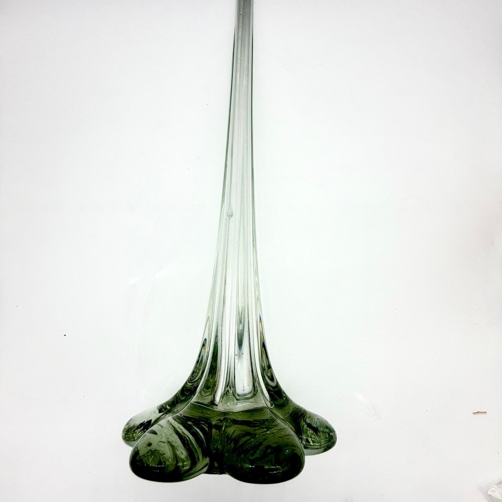 Vintage 28" Tall Ice Green Tint Glass Eiffel Tower Floor Bud Vase Centerpiece